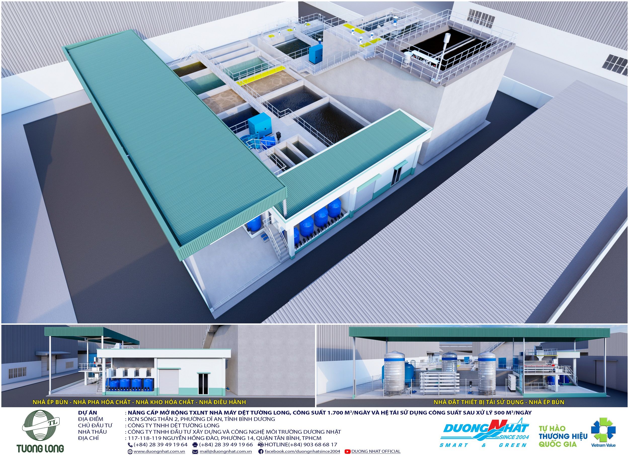 Trạm xử lý nước thải và hệ thống tái sử dụng nước thải Nhà máy Dệt Tường Long
